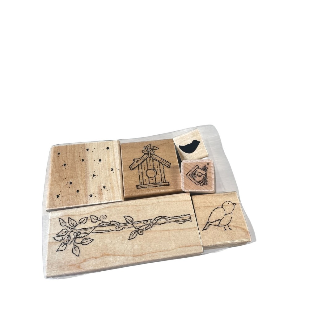 Close To My‎ Heart Wood Mounted Rubber Stamp Set Birds Nature 6-Piece